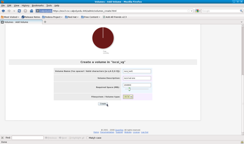 Pick iSCSI as FS Type